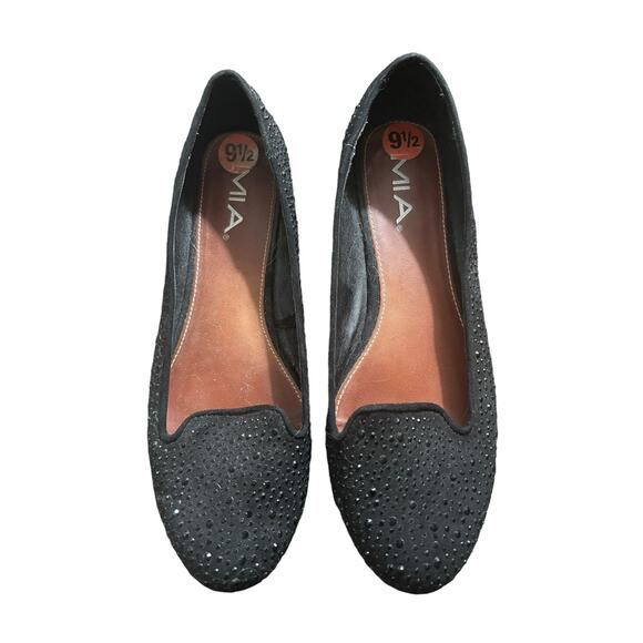Mia Black Studded Ballet Flats Womans Size 9.5 Witchy Goth Punk Contemporary - Picture 2 of 8
